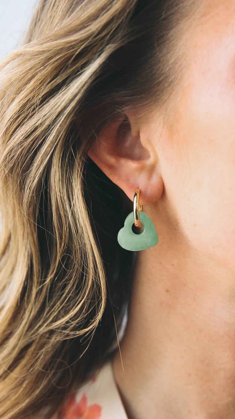 CarlieV Oorbellen Donut Heart Green Aventurine Bedel (per stuk)